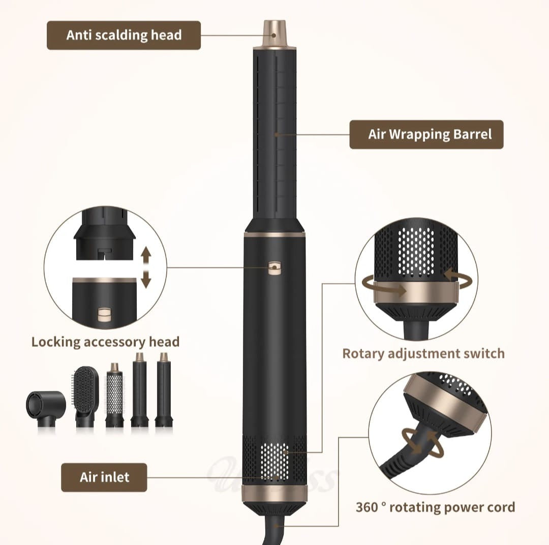 GlowHair AirStyler 5-in-1™ – Secador y Moldeador Multifunción