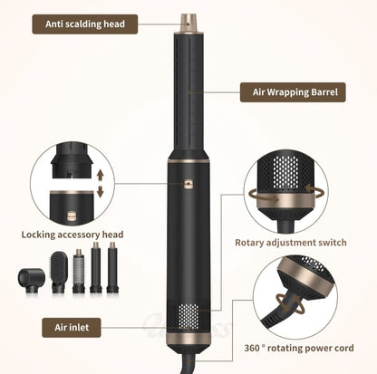 GlowHair AirStyler 5-in-1™ – Secador y Moldeador Multifunción